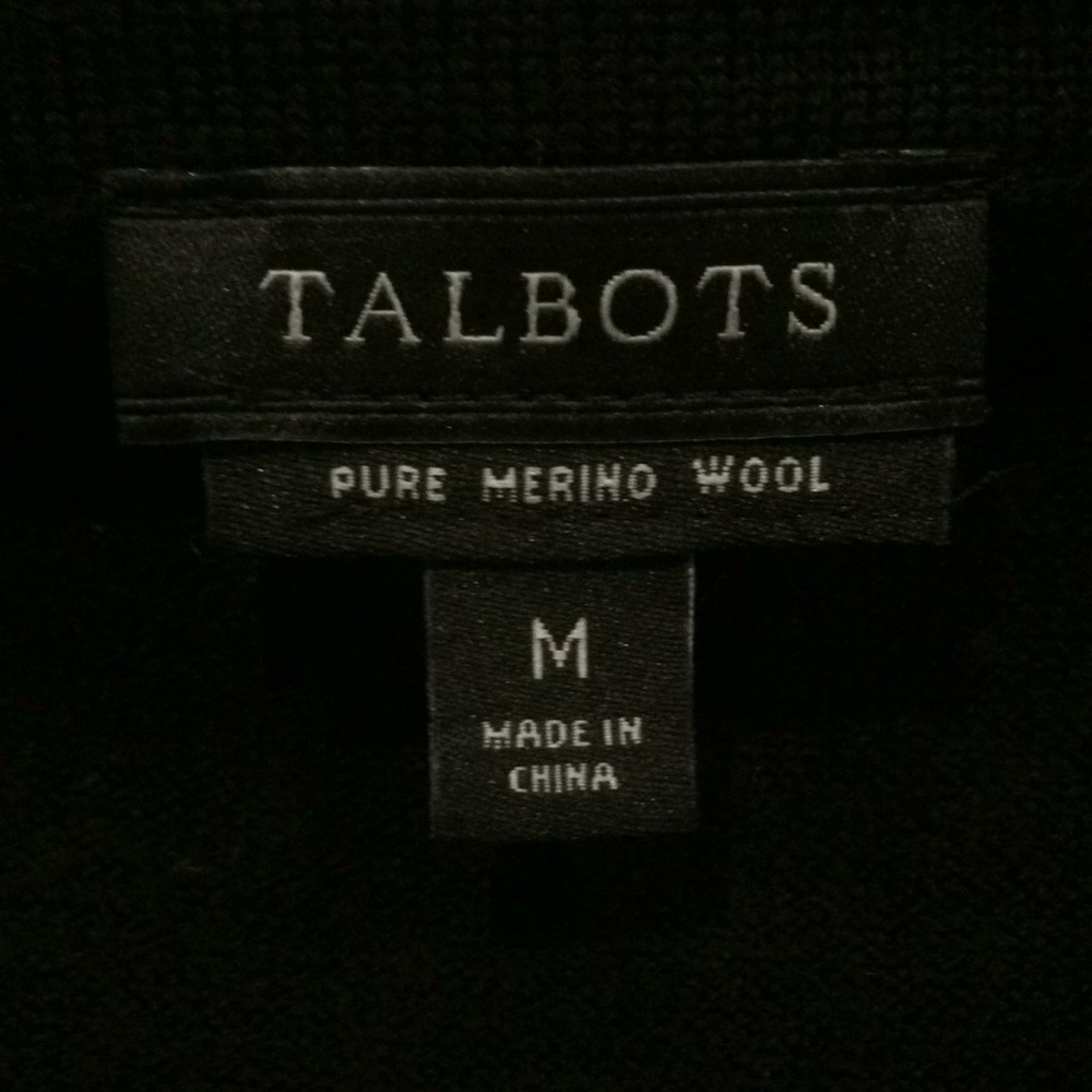 Talbots Black Merino Wool Three-Quarter Sleeve Classic‎ Jewel Neck Sweater - Picture 5 of 6